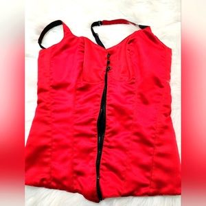 Vintage Reversible Red Black Satin Corset